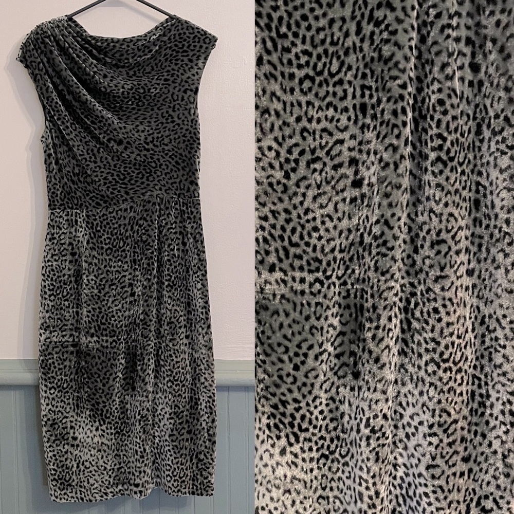 J crew Velvet animal print sleeveless silk midi dress emerald green size 8